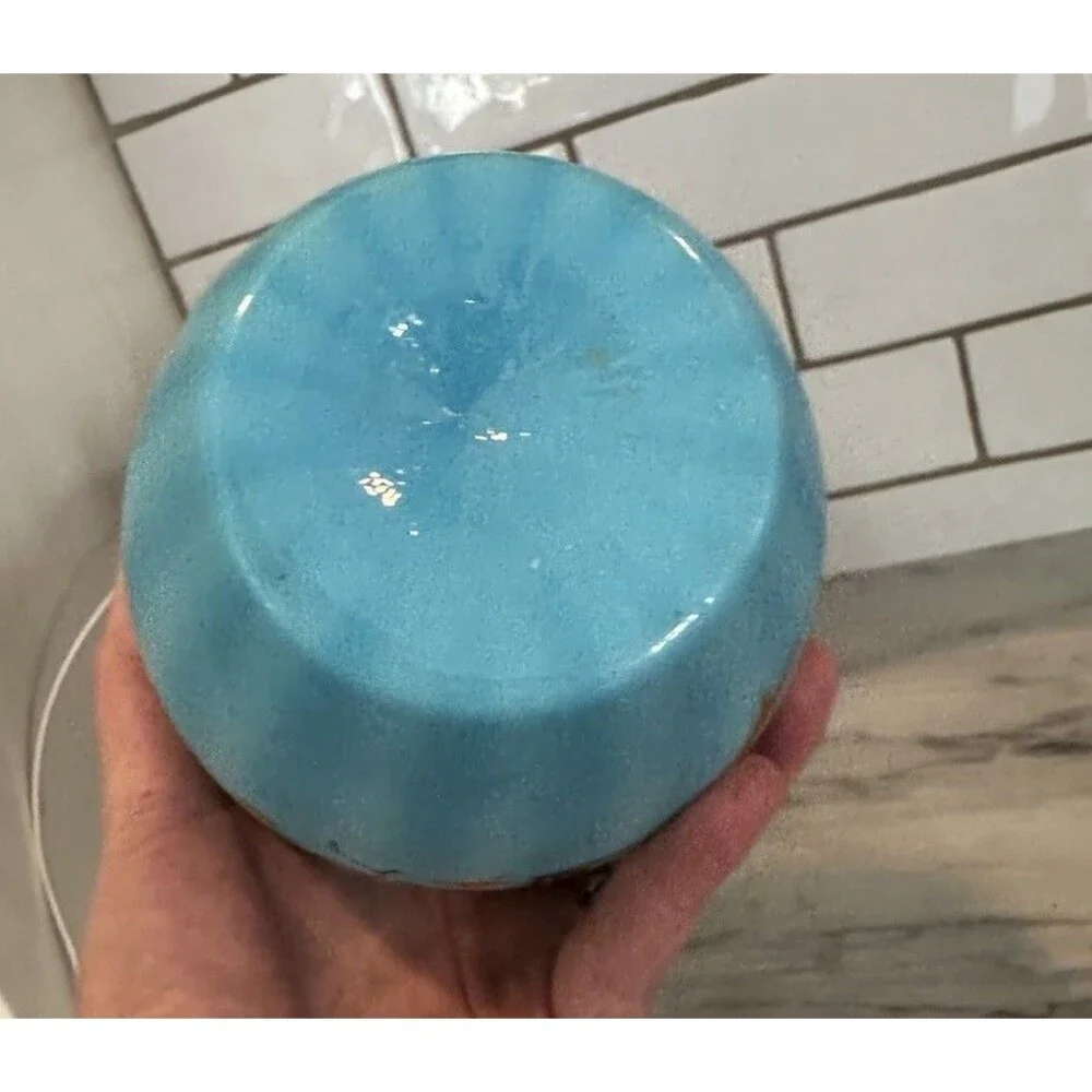 Gorgeous Antique Cased Satin Blue Glass Vase Raised Art Deco Bird Flowers